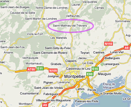 St Mathieu de Tréviers : à 20 min au Nord de Montpellier